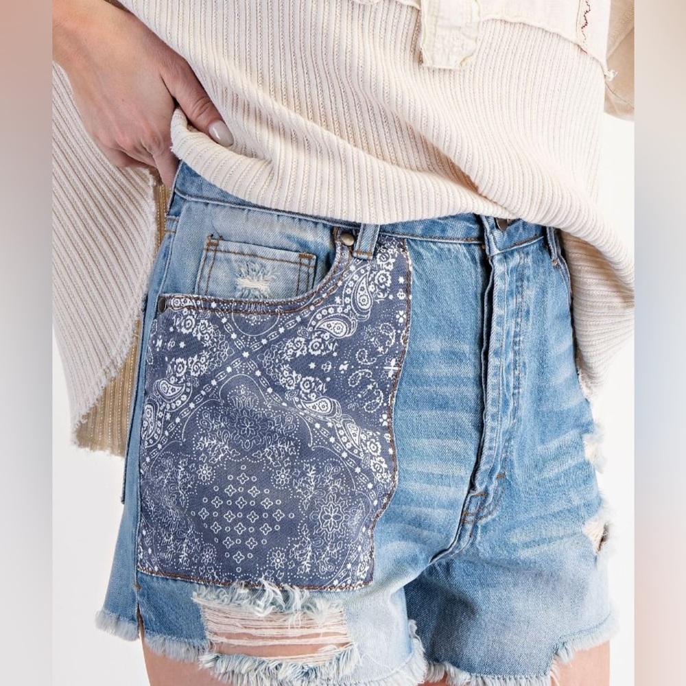 E3 new nwt easel jean shorts washed denim small medium large - Picture 2 of 2